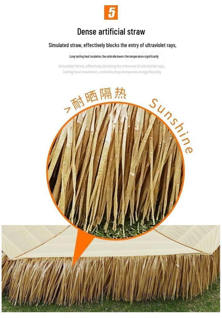 Imitation Thatch Outdoor Sunshade Umbrella - Garden, Courtyard, and Photography Decor Prop