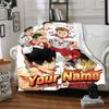 1pc Kuroo Tetsurou Blanket with Custom Name, Gift, for Men and Women, Soft Blanket, Good for Sofa Bed Couch Travel, Lightweight Flannel Blanket