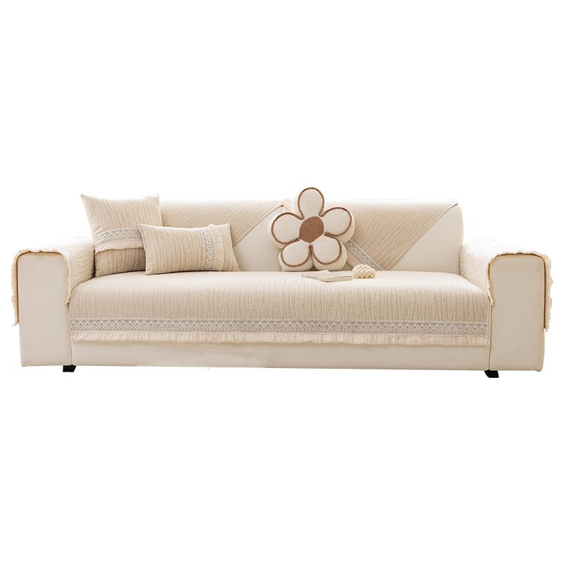 Light French Sofa Cushion, Universal Non-Slip Cover For All Seasons, New Light Luxury High-End Seat Cushion, Backrest Cover