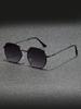 1 Pair of Men's Metal Frame Geometric Sunglasses with a Personalized Texture and Trendy Style, Suitable for Outdoor Vacations, C