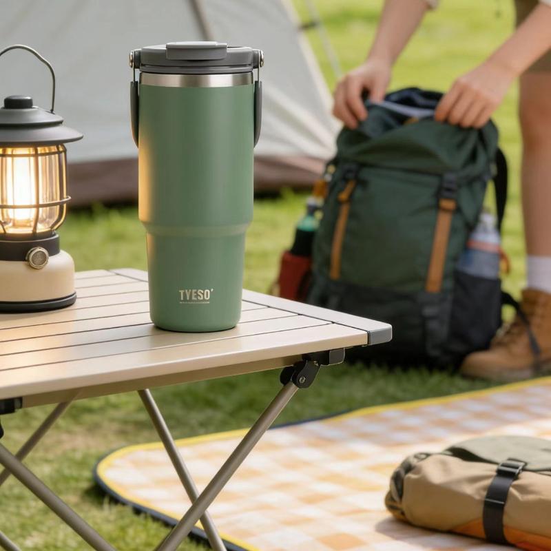 900ml Stainless Steel Thermos Cup Portable Handle, Cold and Heat Preservation, Office Sports Outdoor Tumbler 900ml