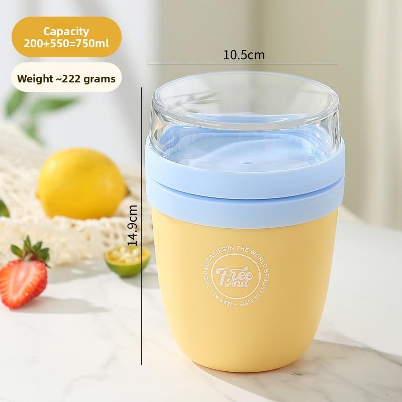 Stainless Steel Student Travel Mug With Lid And Spoon For Breakfast And Oatmeal