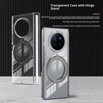 For Vivo X Fold3 Pro Kickstand Crystal Magnetic Case TPU PC Phone Cover Magnetic Hinge Protection