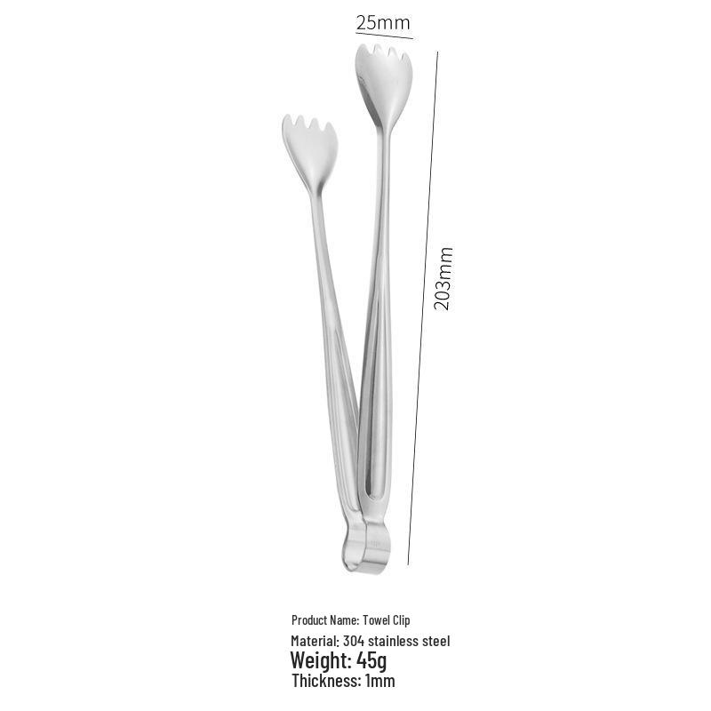 Gold 304 Stainless Steel Food Tongs - Ideal for Steaks, Barbecue, Buffets, Restaurants, Towels, and Ice Cubes.