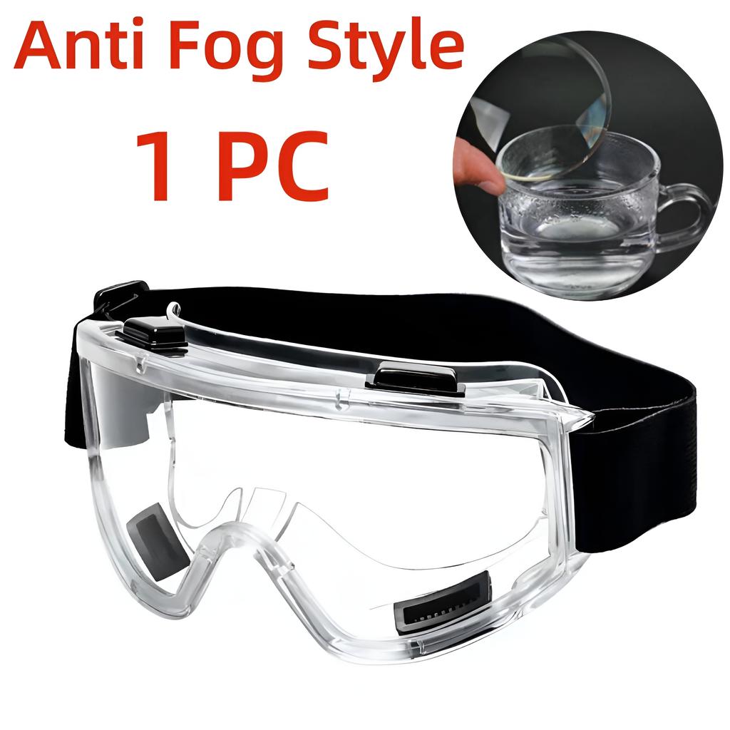 Transparent Safety Goggles Anti-fog Goggles Unisex Goggles Scratch-proof Splash-proof with Adjustable Temple Suitable for Safet