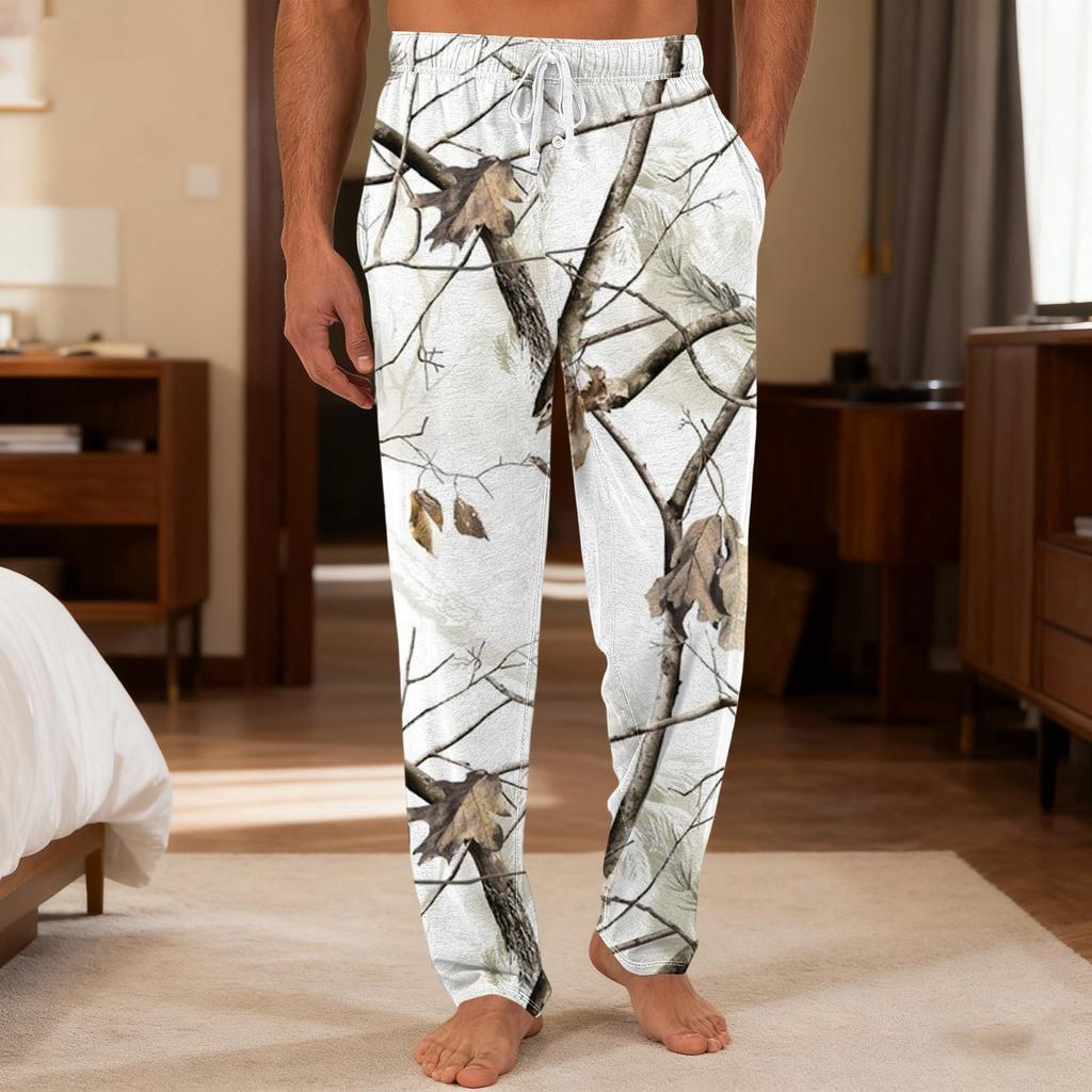 Pantaloni casual da uomo con coulisse, tasche e polsini, pantaloni da casa per dormire