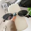 Diamond Oval Ladies Sunglasses Luxury Brand Diamond Small Glasses Japanese and Korean Metal Trend Decoration Oculos De Sol