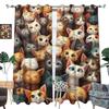 Multi-color Cute Kitten Graffiti Curtains for Kitchen or Cafe Decor