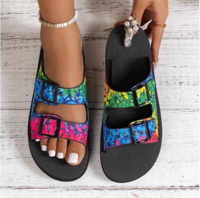 Modische Strandsandalen für Damen Mode Dicke Sohle Pantoletten Sommer Slip-on Klassische Zehenfreie Flache Sandalen Übergröße 43 Sandalia Feminina