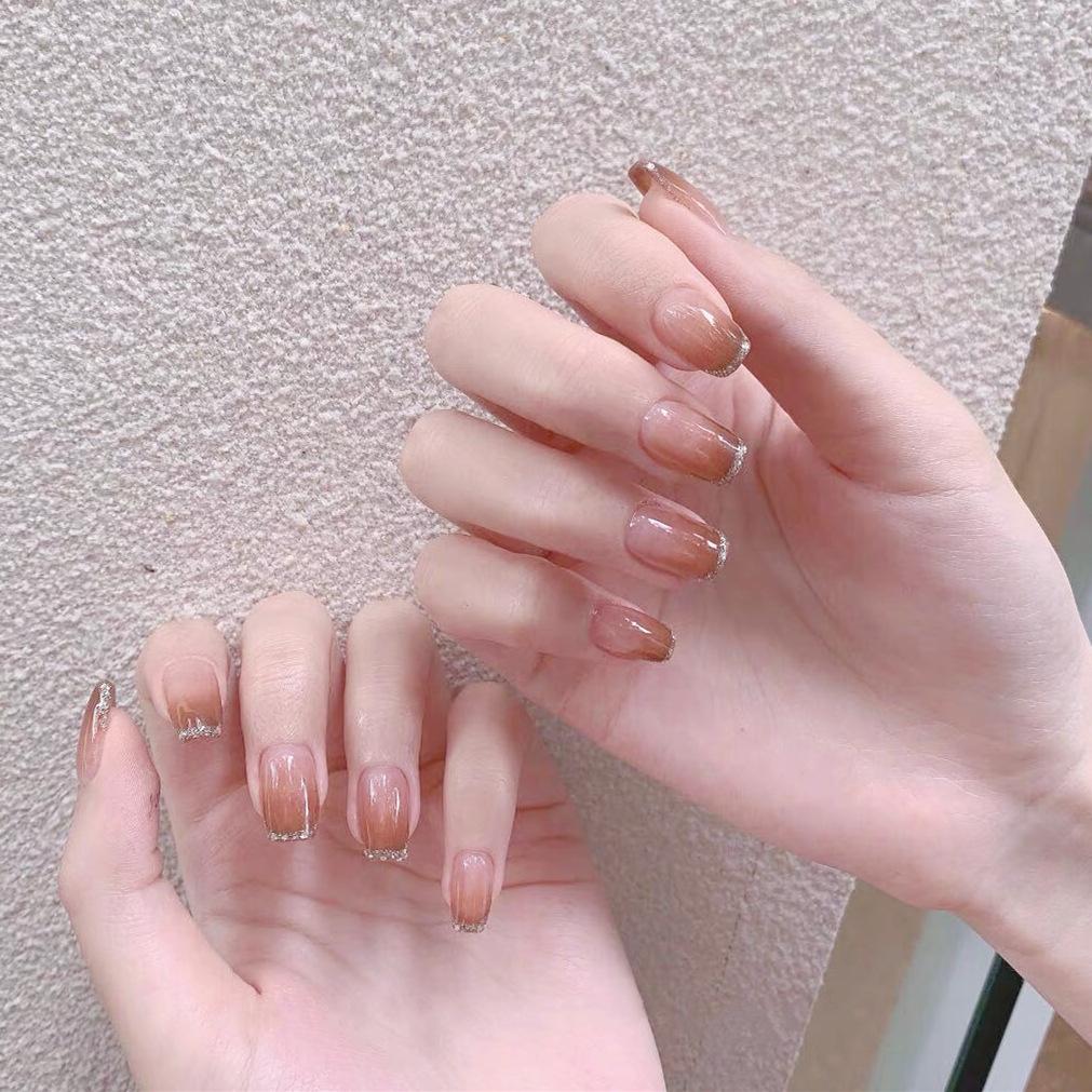 24 Stück Mandel Französische Press-On Nägel Abnehmbar Vollabdeckung Ballerina Falsche Nagelspitzen Für Damen Mädchen