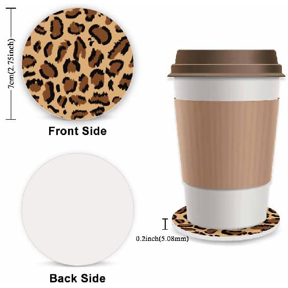 Brown Leopard Print Fuzzy Steering Wheel Cover for Women, Universal Auto Steering Wheel 14-15 Inch Soft Warm Car Interior Accessories with 2PCS Car