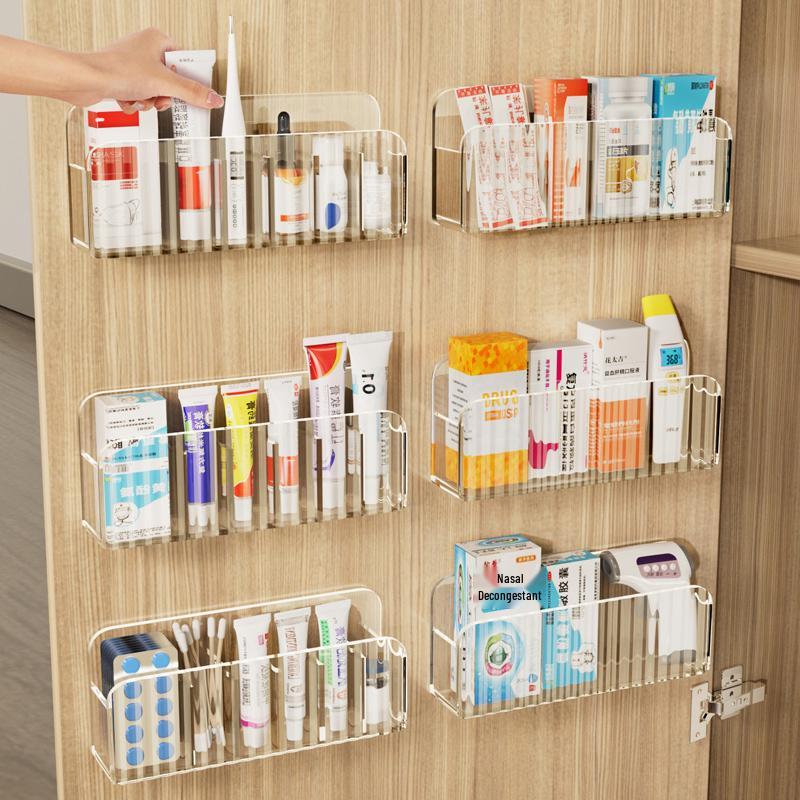 Wall-Mounted Rectangular Compartment Organizer for Medicine, Cosmetics, and Lipstick
