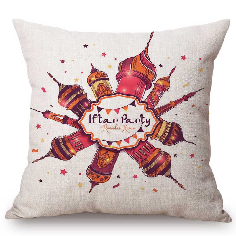 Muslim Ramadan Kareem Eid Mubarak Festival Home Decoration Sofa Cushion Cover Cartoon Hand Sketch Islam Mosque Throw Pillow Case