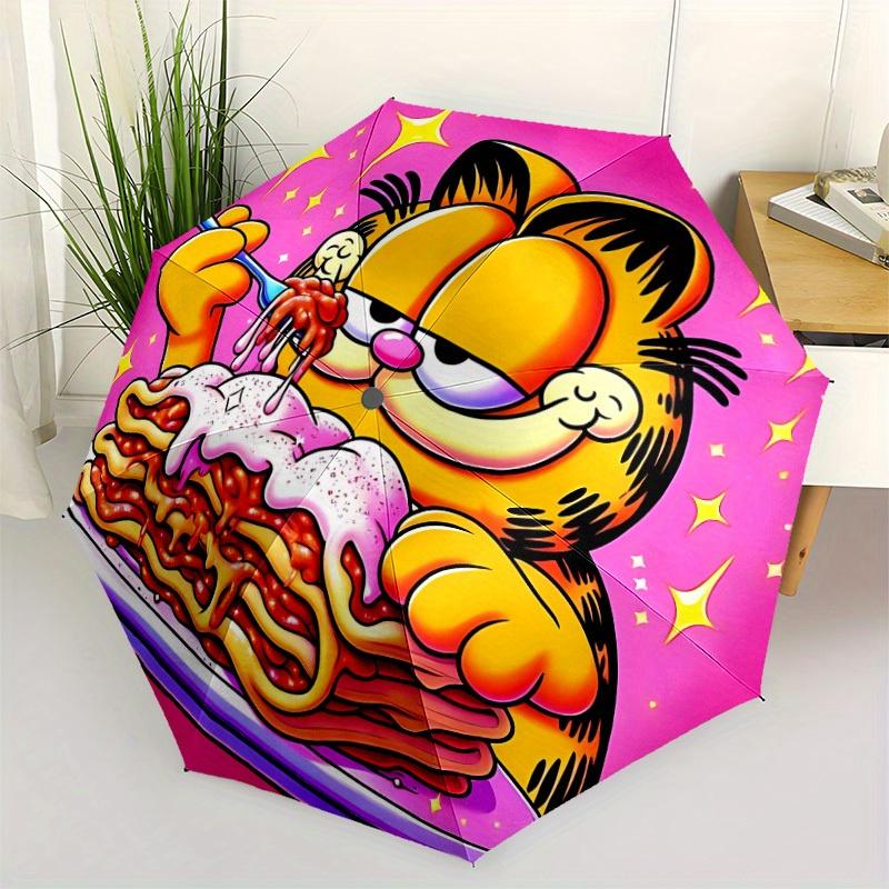 1pc Garfield Pasta Windproof Automatic Windproof Umbrella, Lightweight for Women/Men, Perfect Christmas Gift A0811204