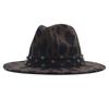 Cow Pattern Woolen Top Hat Women's Tie-dyed Fedora Hat European and American Popular Color Diamond Jazz Hat