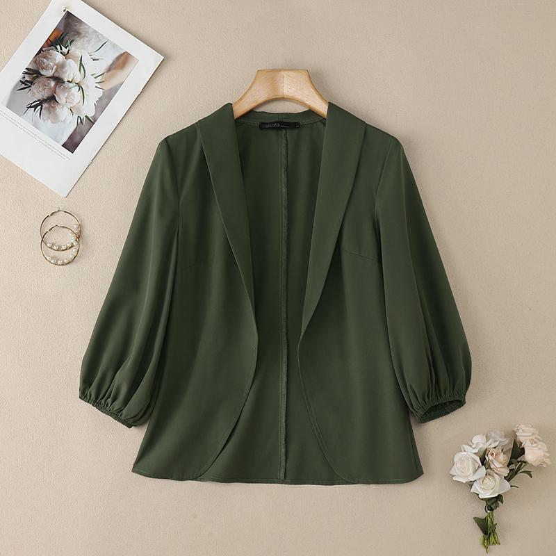 ZANZEA Womens Summer Casual 3/4 Sleeve Loose Cardigan Blouse