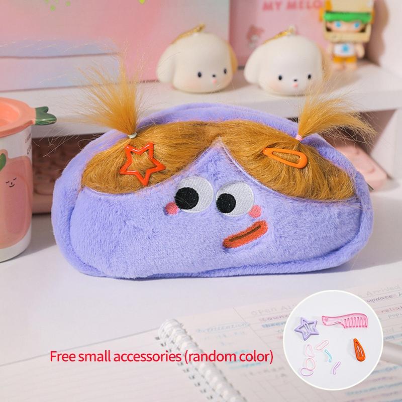 Kawaii Plush Pen Pouch Large Capacity Pencil Case Funny Stationery Storage Bags Cosmetic Pouch Packing Supplies Student Gifts