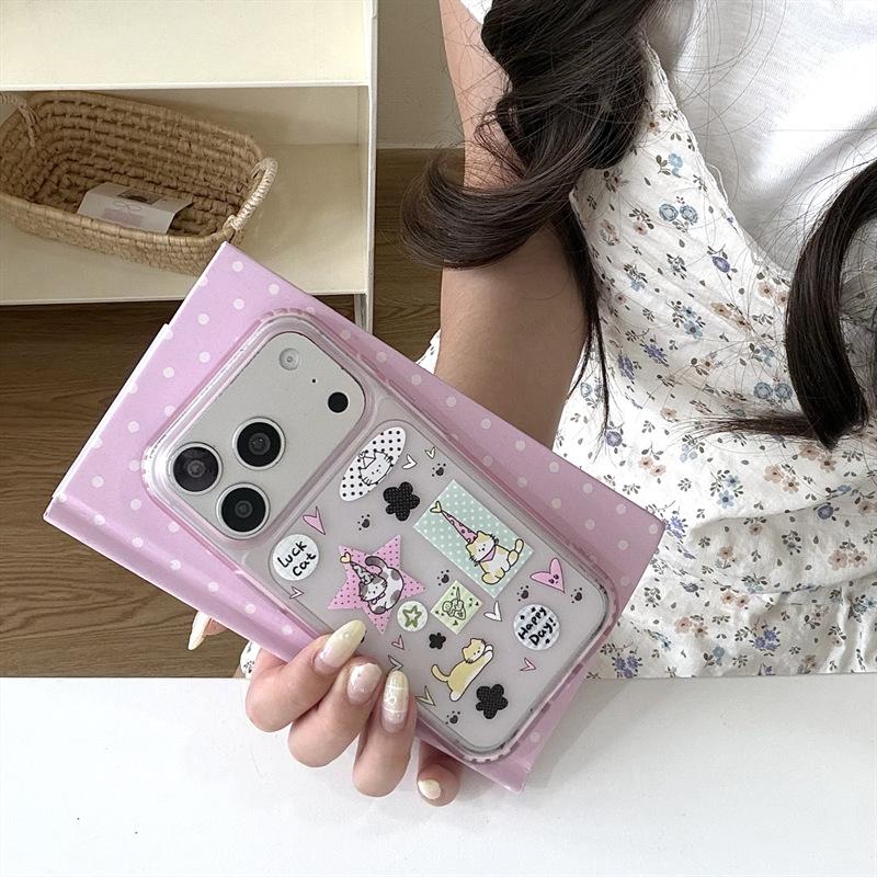 Through powder cute cat hand account sticker for iphone11Promax Apple 11 mobile phone case 11 women 11 double layer