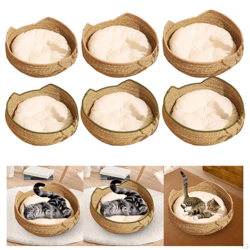 Cat Bed Basket Pet Supplies with Cushion Mattress Four Seasons Sleeping Nest Scratch Mat for