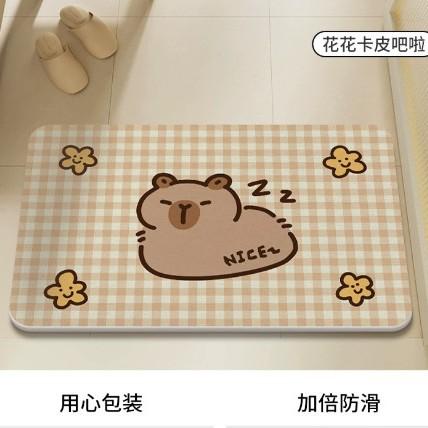 Cartoon hard diatom mud floor mat bathroom suction board non-slip quick-drying mat toilet door toilet floor mat foot mat