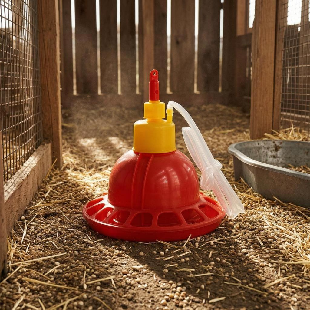Avian Waterer Multiple Drinking Openings Drinker Red and Yellow Chicken for Chicks