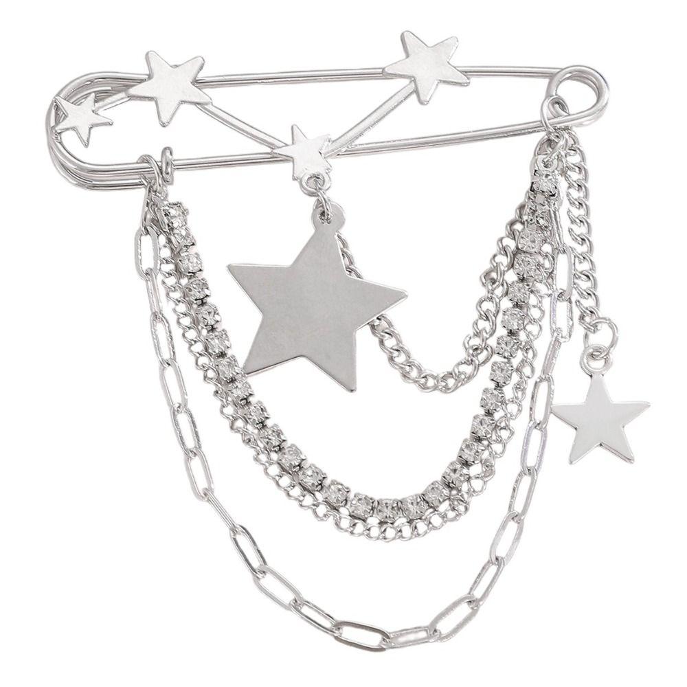Metal Chain Tassel Chain Pin Butterfly Design Lapel Pin Chain Pendant Brooches Wedding Party
