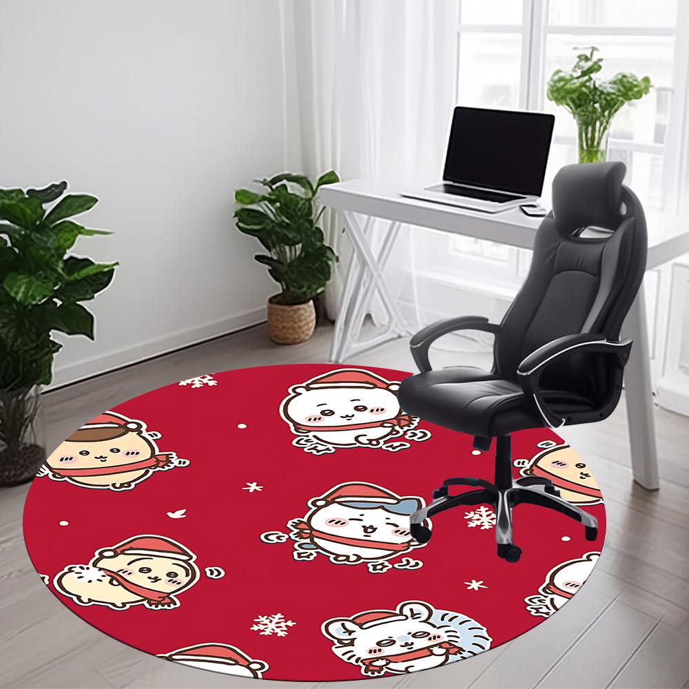 1PC Chiikawa Office Round Area Rug Suitable For Office, Under Office Chairs Bedroom Living Room Home Decor, Room Deco T1224012