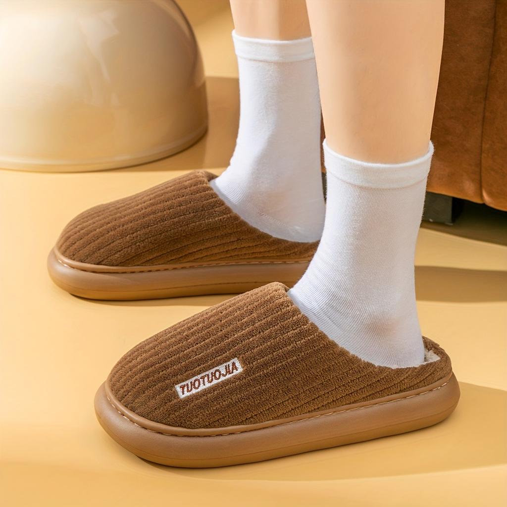 Women's Thick Bottom Striped Cloud Home Slippers Indoor Memory Foam Slip On Winter Home Shoes