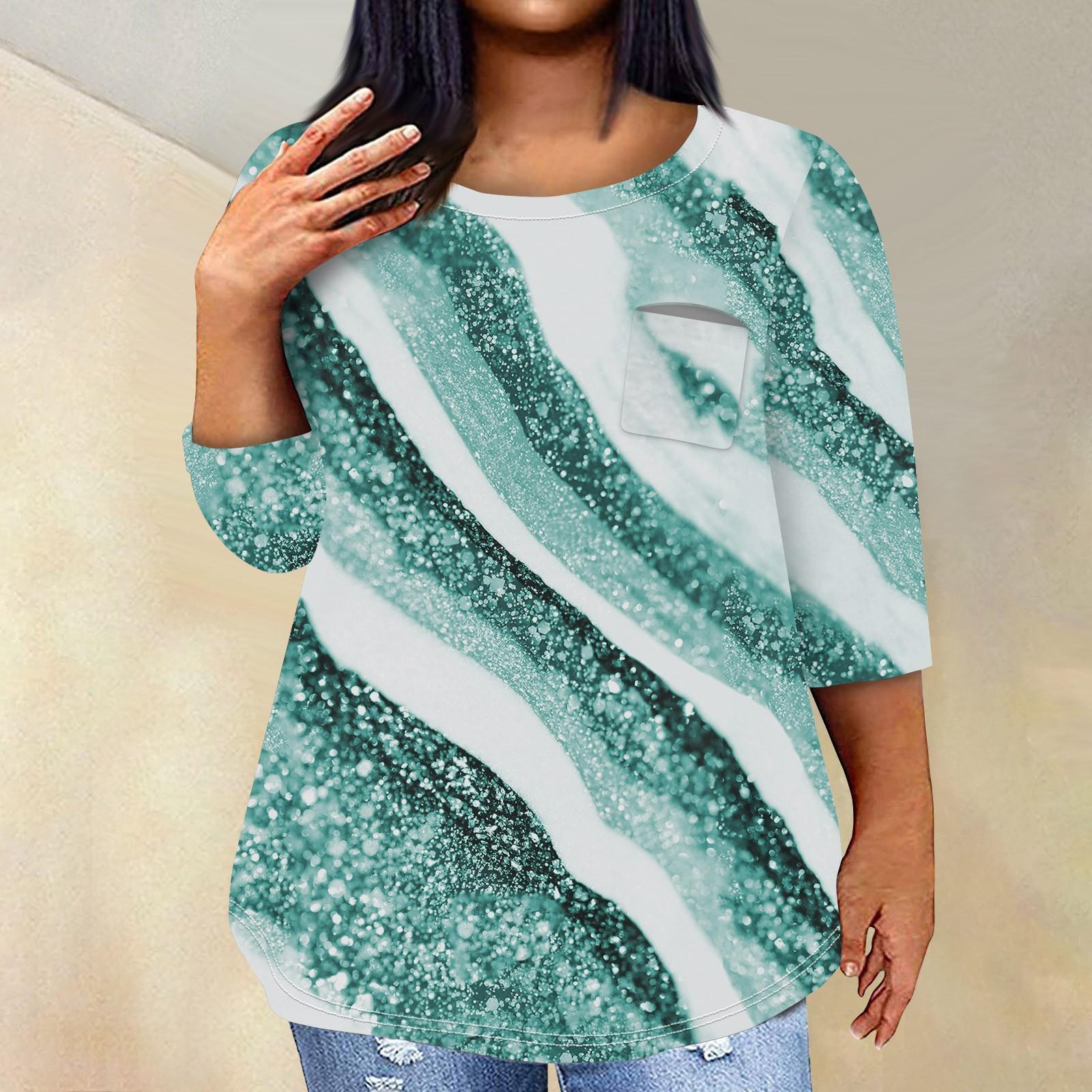 

Женский модный повседневный пуловер с круглым вырезом и рукавом три четверти с принтом, топ с рукавами 4/3 L