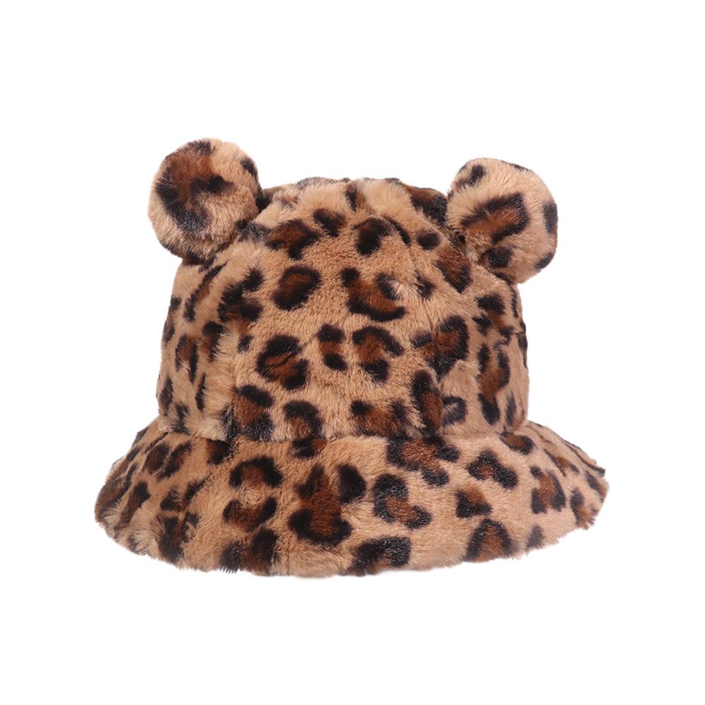 Women Hairy Leopard Hats Soft Warm Faux 
