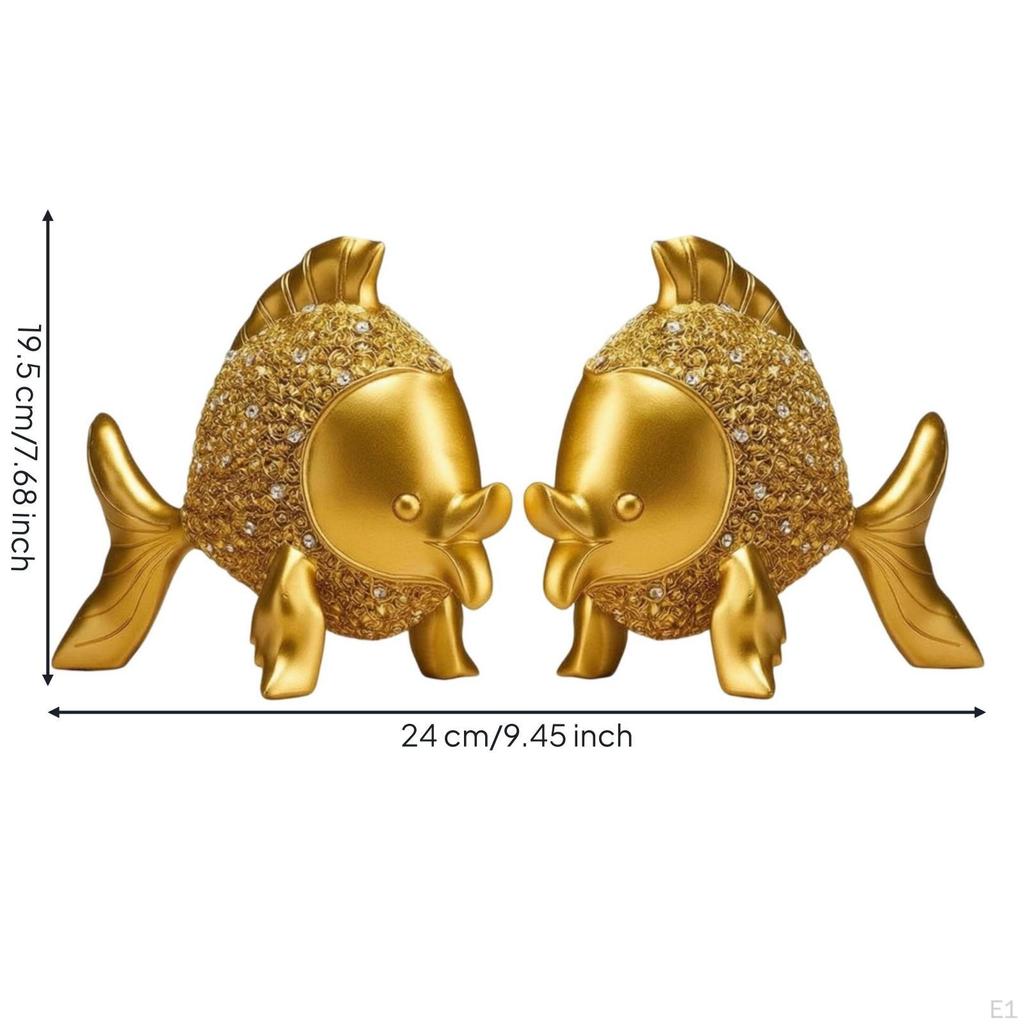 Golden fishing Figurines Textured Jeweled Look Figurine