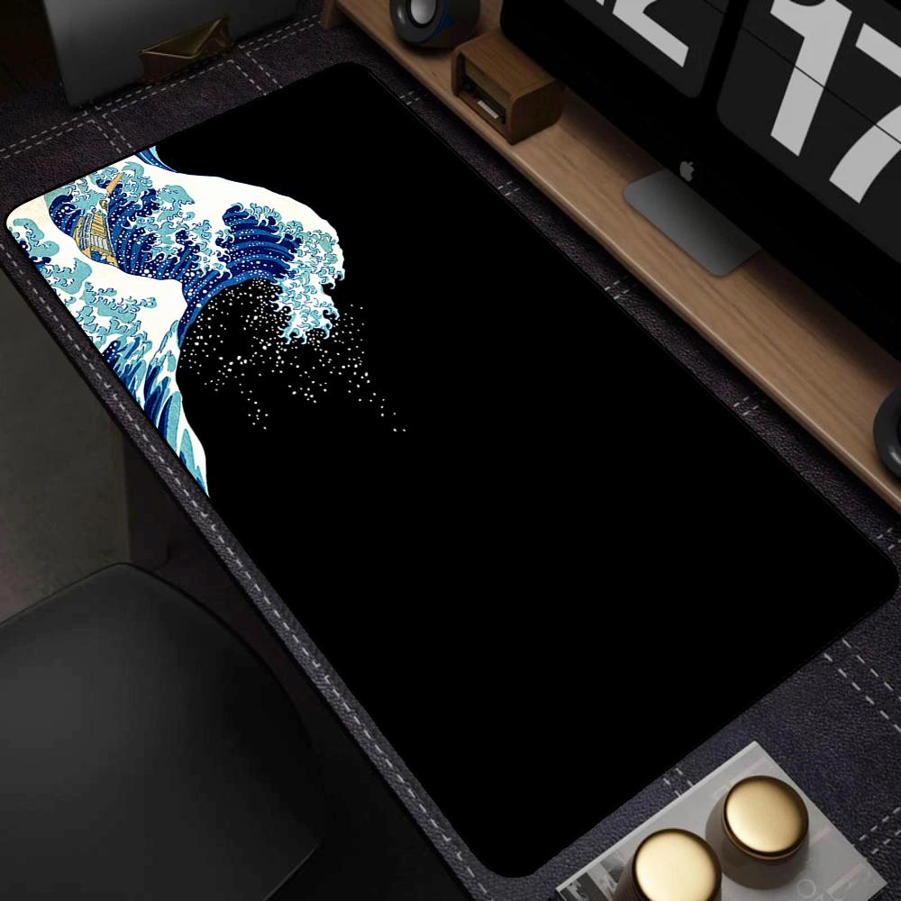 Pad NonSlip Carpet Natural Rubber Big Mouse Mats x Mouse Pad Gamer Black Great Wave Art Mousepad XXL Mechanical Keyboard