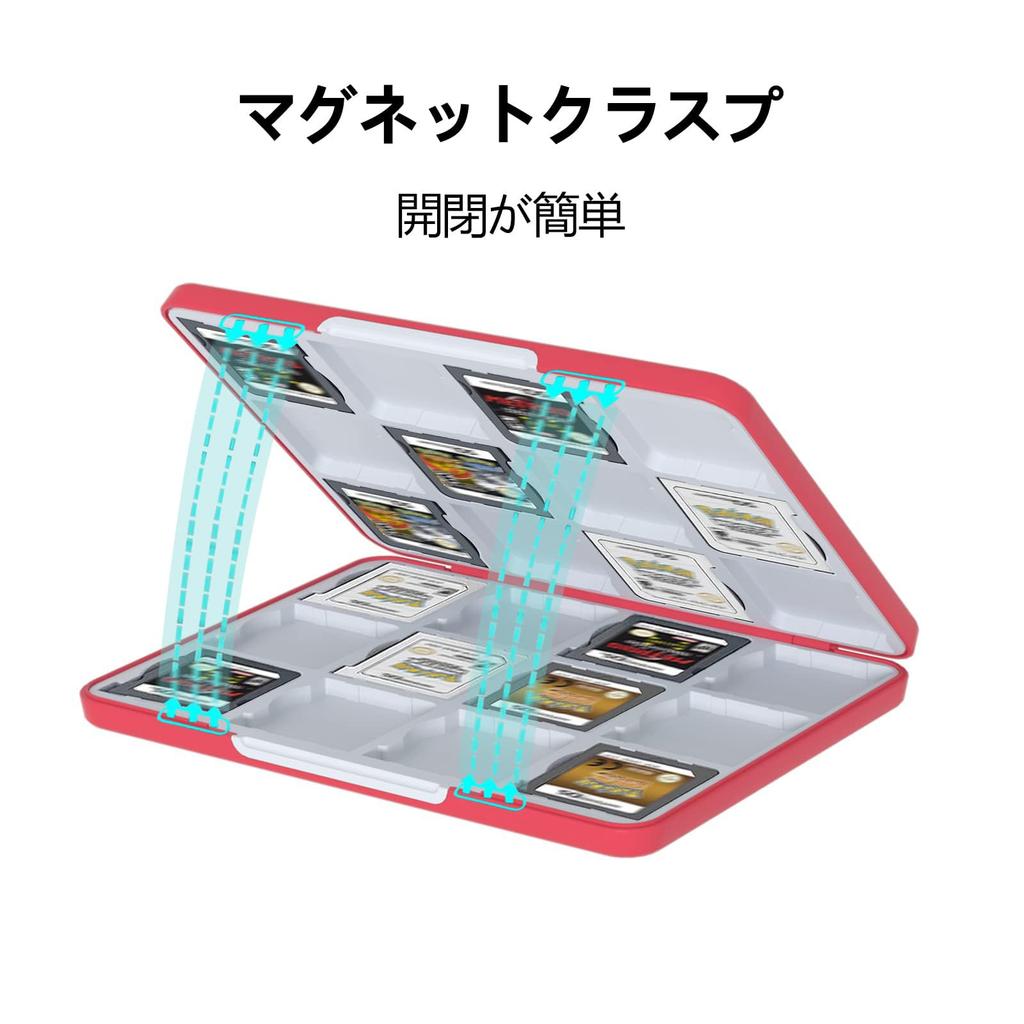PGRTYOF Card Holds 24 Compatible with Game Cartridge Organizer Pouch 3DS/DS Case, Cards, NS/3DSXL/2DS/2DSXL/DSi, (Red)