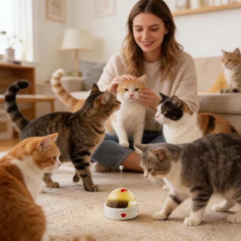 Electric Smart Cat Feeder Toy, Interactive Puzzle Play for Kittens, Training & Exercise Mat, Indoor Outdoor Travel Snack Dispenser