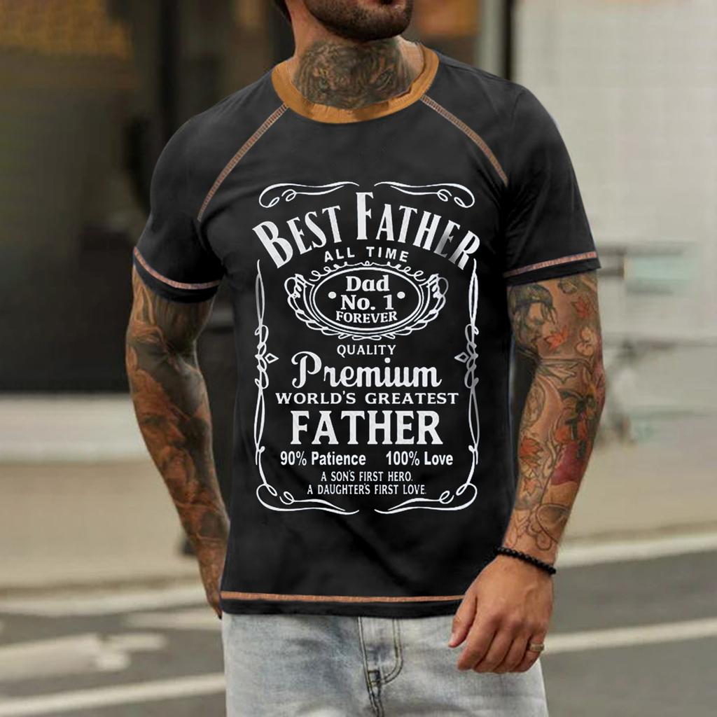 Men's Raglan T-shirt Retro Short Sleeve Round Neck Letter Printing Tops