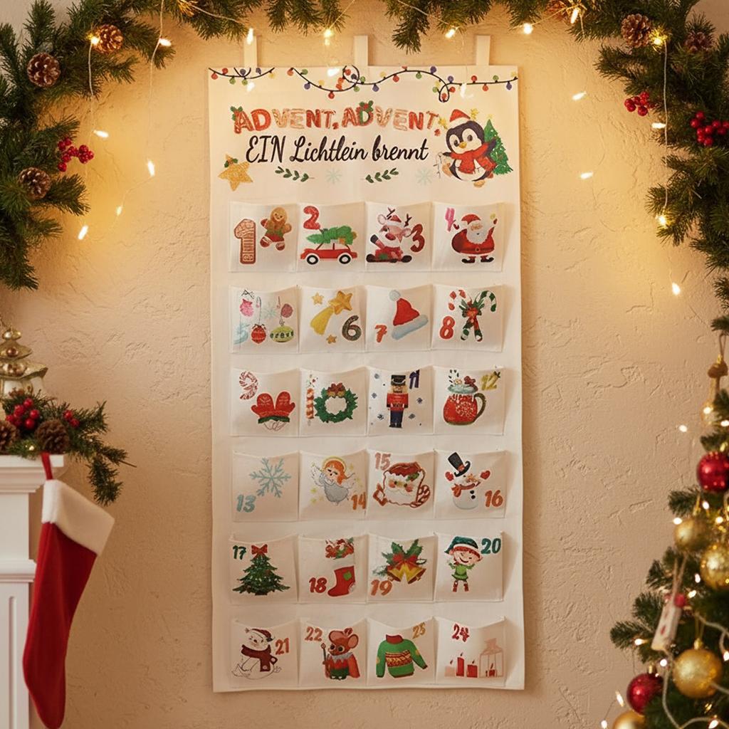 Christmas Hanging Countdown Calendar To Fill with 24 Pockets Christmas Countdown Calendar Home Holiday Christmas Decorations