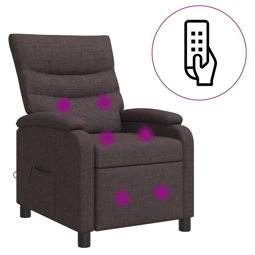 Massage Relax Chair Dark Brown Fabric