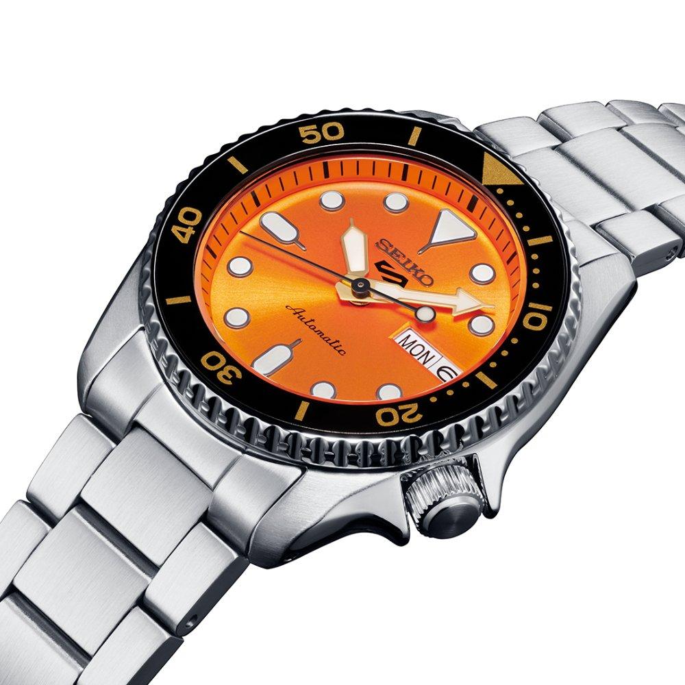 Seiko 5 ספורט SRPK35K1 SKX מידי ריאישו חוגה כתומה שעון גברים אוטומטי