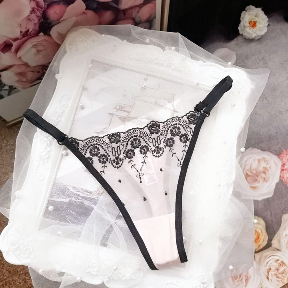 Thong Underwear Embroidery Flower Briefs Female Lingerie Women Thong Low Waist Panties Lace Panties
