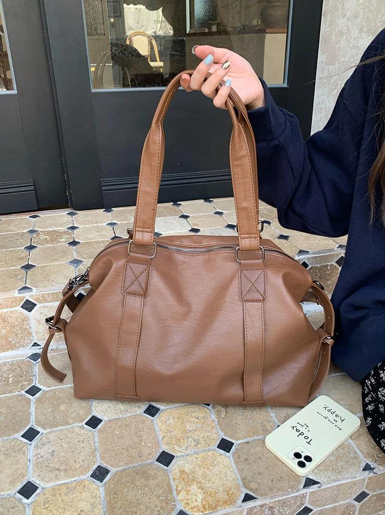 Large Capacity Black Shoulder Bags For Women Large Shopper Bag Solid Color Soft Leather Crossbody Handbags Lady Travel Tote Bags
