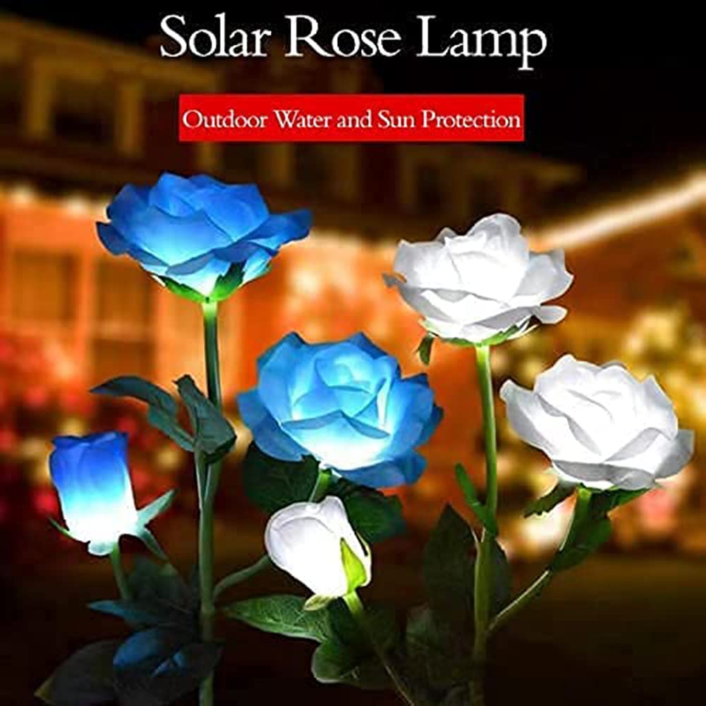 Solar Garden Stake Lights, Outdoor Solar Rose Flower Lights with 9 Rose Flowers, LED Rose Solar Powered Lights for Patio, Lawn, Garden, Yard Decorati