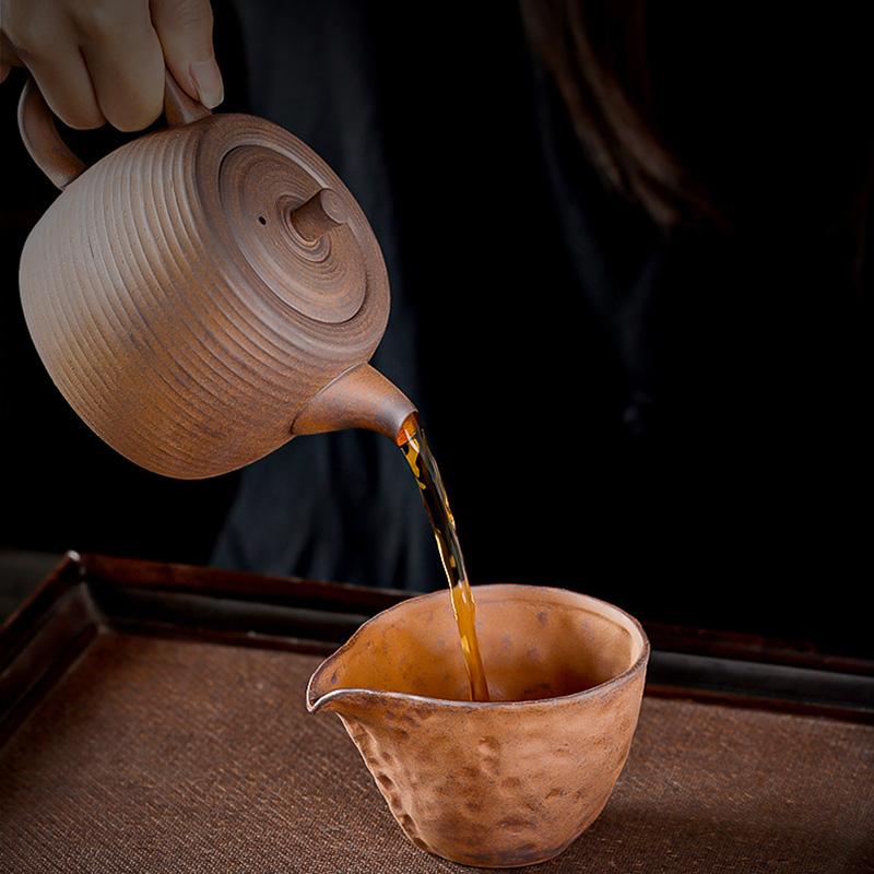 Raw Ore Rough Pottery Tea Pot Handmade Tea Set Single Pot Tea Kettle Tea Ceremony