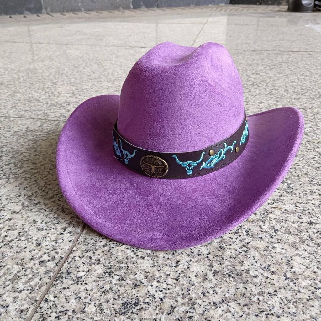 Suede Cowboy Hat Men And Women Curled Brim Western Cowboy Hat Solid Color Classic Hat Cowboy Hat Chapeau Homme