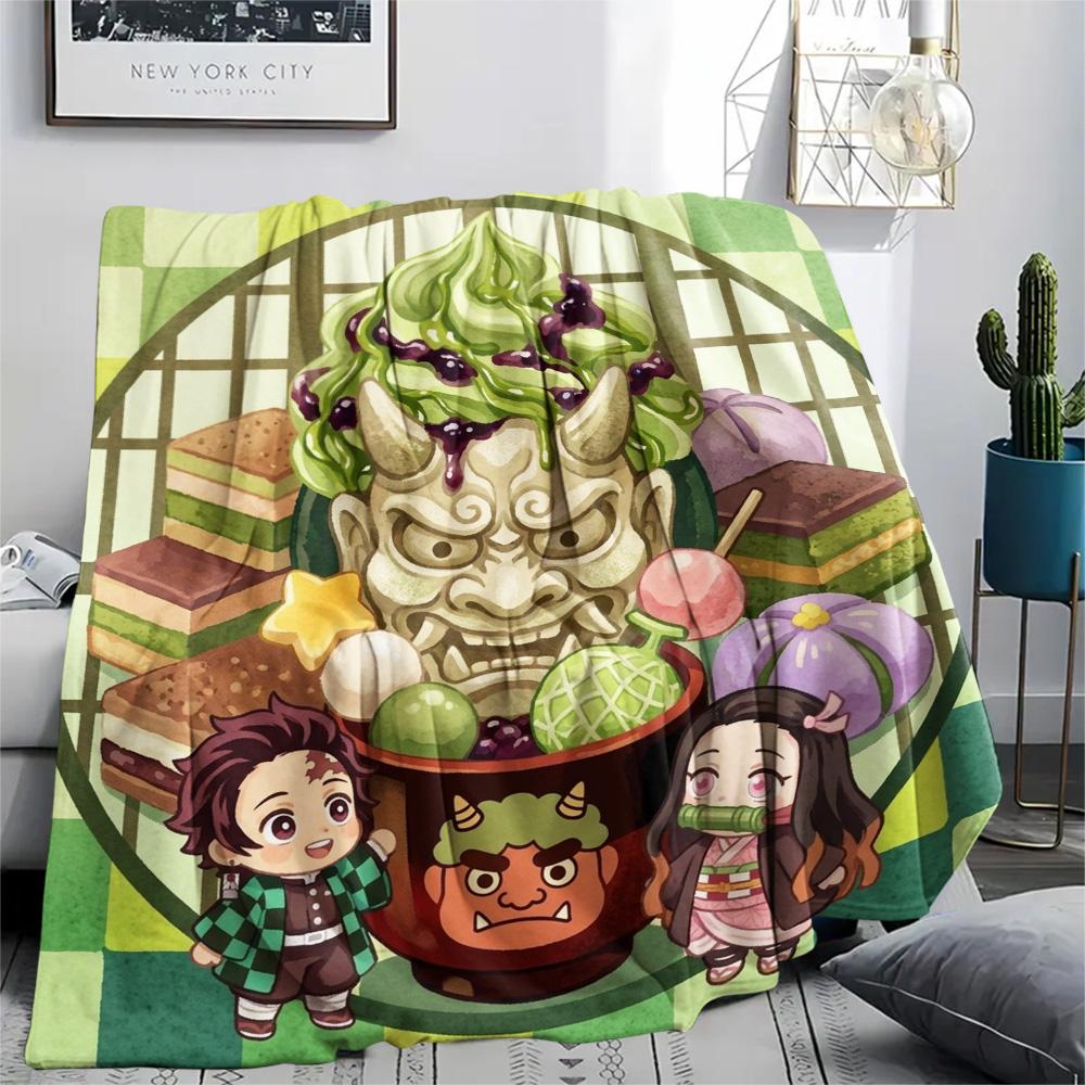 Demon Slayer Tanjiro Print Flannel Blanket, Ultra Soft High Quality All Seasons Warm Throw, Home Decor Cozy Blanket, Perfect Christmas Gift
