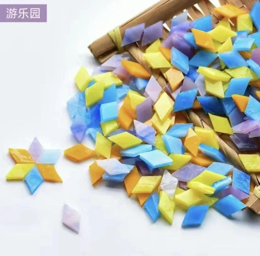 100g Clear Glass Mosaic Tiles Multi Color Mosaic Piece DIY Mosaic Making Stones for Craft Hobby Arts Home Wall Decoration Arte
