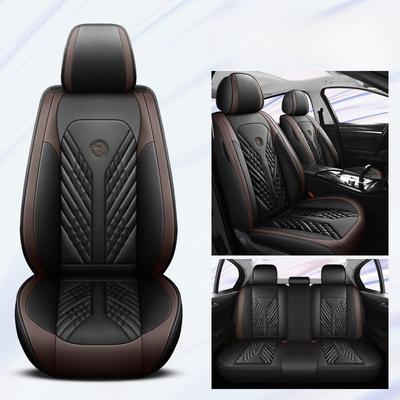 Fundas de Asiento de Cuero Sintético para 5 Plazas Juego Completo Universal Lujo Confort Automotriz Delanteras y Traseras 5 Fundas de Asiento para Todas las Estaciones Adecuadas para SUV, Color Negro