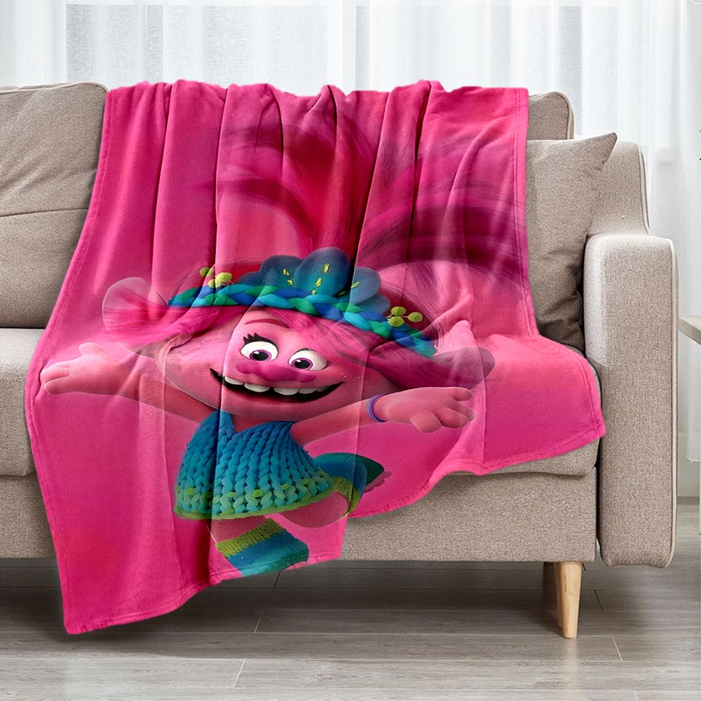 Trolls Theme Printed Blanket - Perfect for Couch, Bed, Travel & Outdoor Use | Machine Washable, Cozy & Durable.