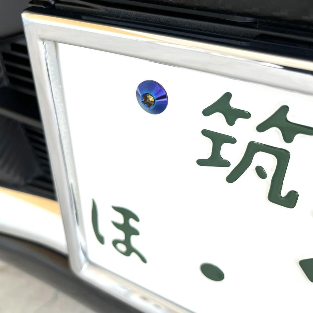 RENPA Titanium Alloy License Plate Bolt Smart Design Vehicle Inspection Compatible (BURNT BLUE Bolt Length 0.6 inch (15 mm)