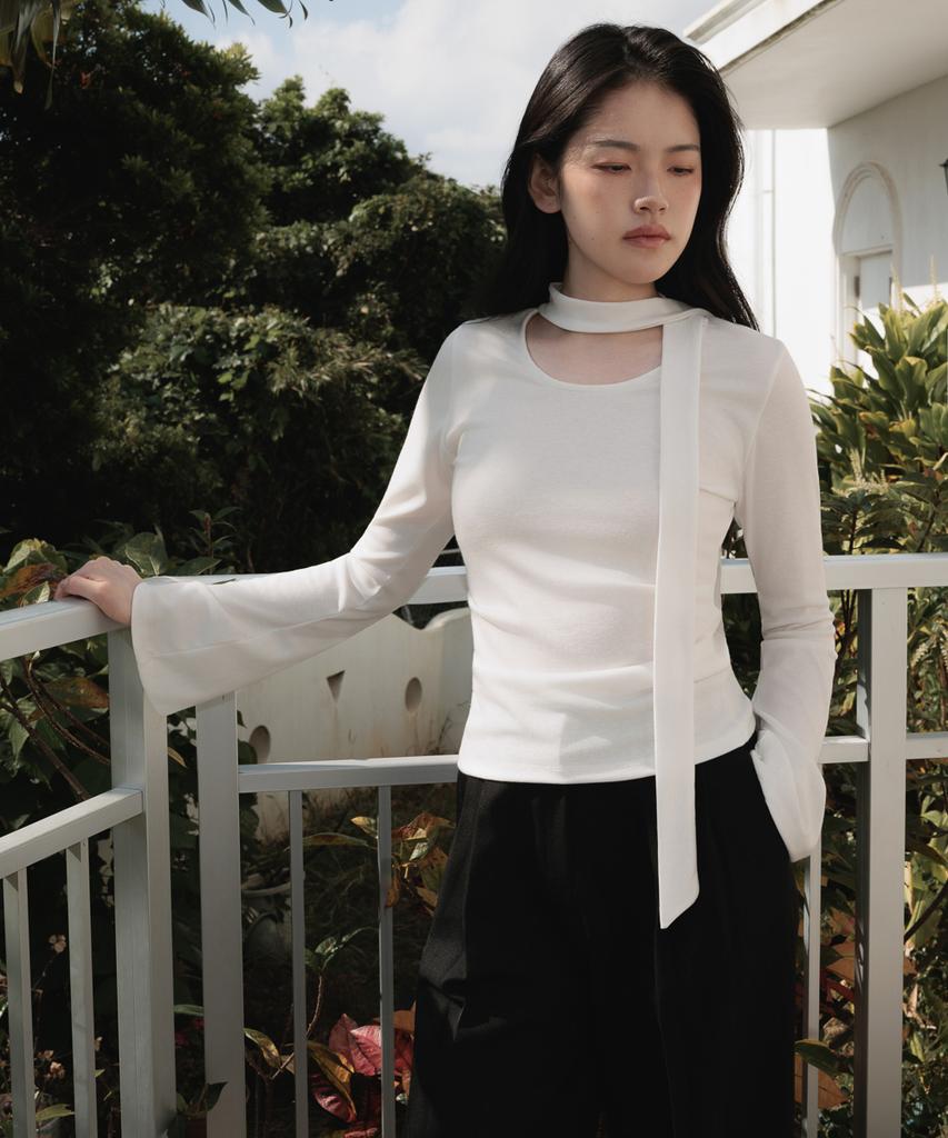 DEHEVE Tie Flare Long Sleeve [Ivory]