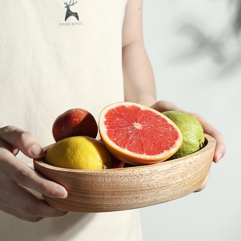 Japanese Boat-shaped Wooden Bowl Salad Bowl Fruit Dessert Bowl Large Wooden Tableware Natural Material Thickened Anti-scald